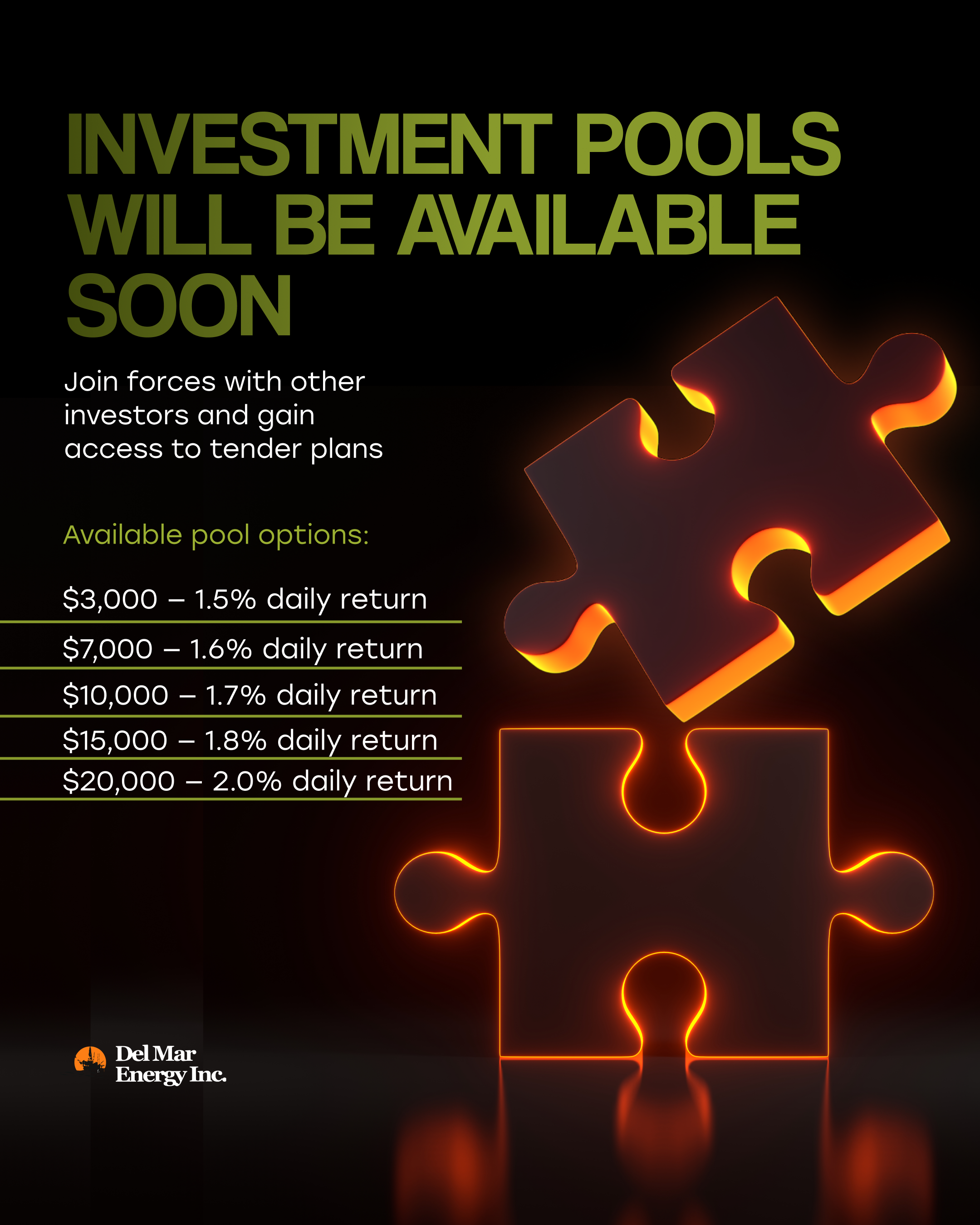 Investment pools will be available soon
